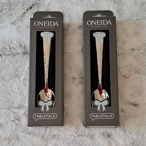Oneida Tabletalk new thank you bow stainless steel spoon set.